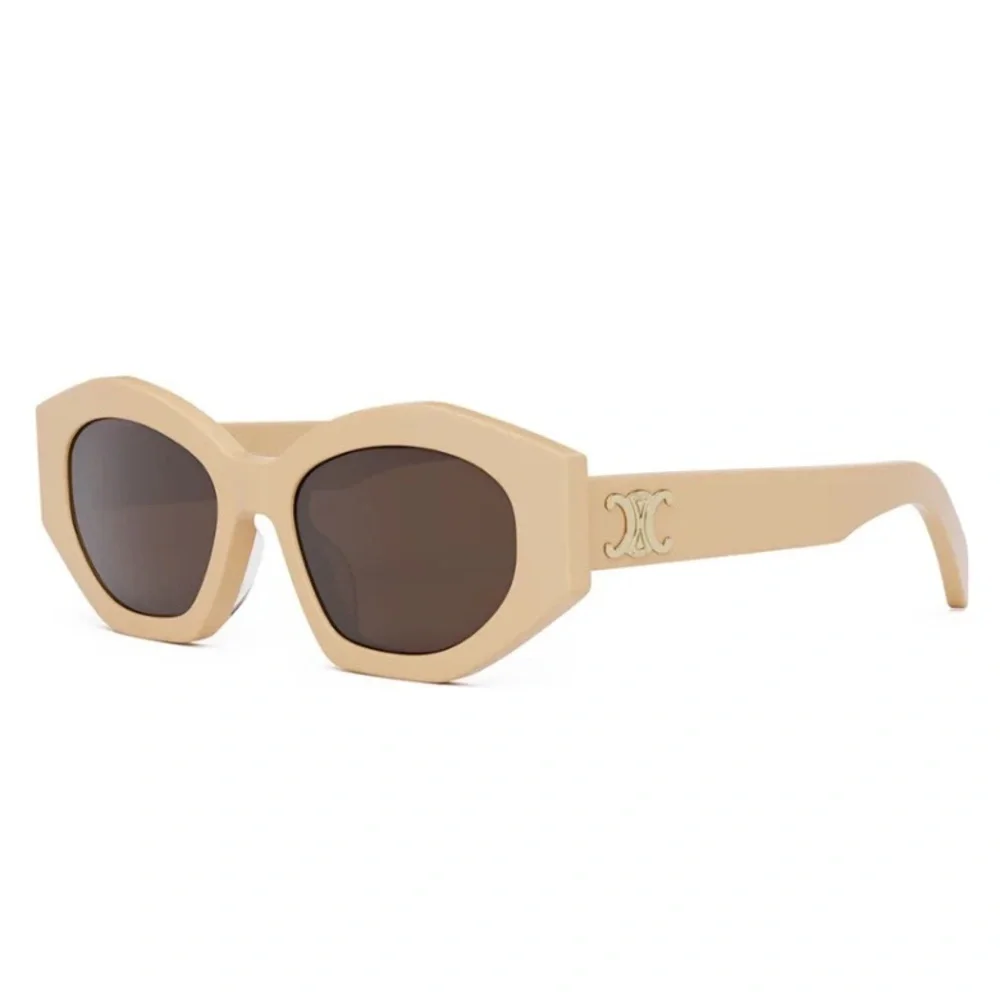 CELINE CL40238U 57E Acetate Triomphe 01 Sunglasses Beige Tan Sunglasses 510$ - Picture 4 of 6